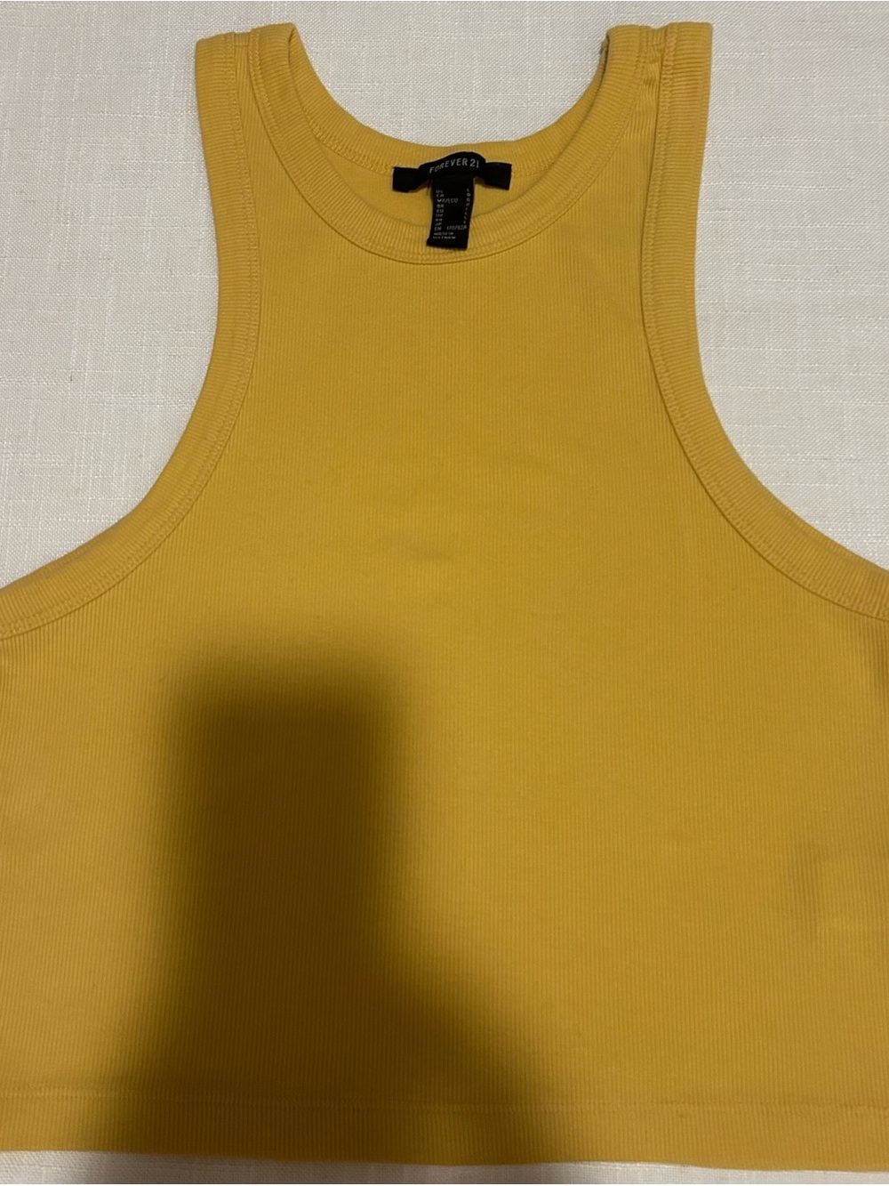 Forever 21 Mustard Ribbed Crop Tank